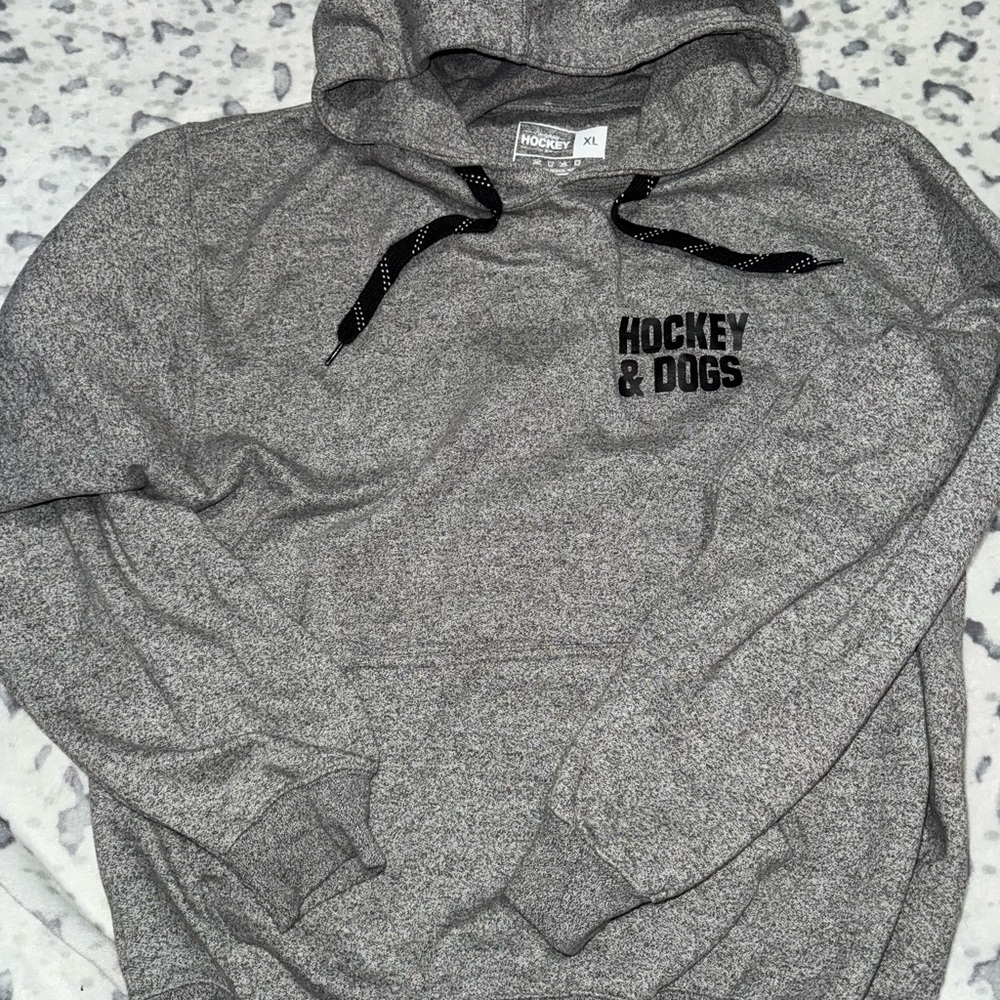 Men's Grey Hockey Lave Hoodie Sweatshirt - Hockey & Dogs 🐶